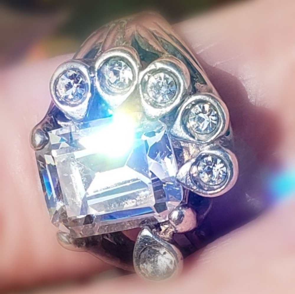 Art Deco S/S Rock Crystal and Crystal Ring